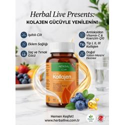 Herbal Live Hidrolize Kolajen Tip 1-2-3  Vitamin C + Hyaluronik Asit + Bitki Ekstresi 